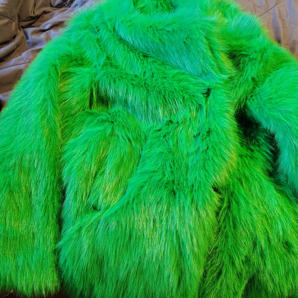 Vibrant Green Faux Fur Coat